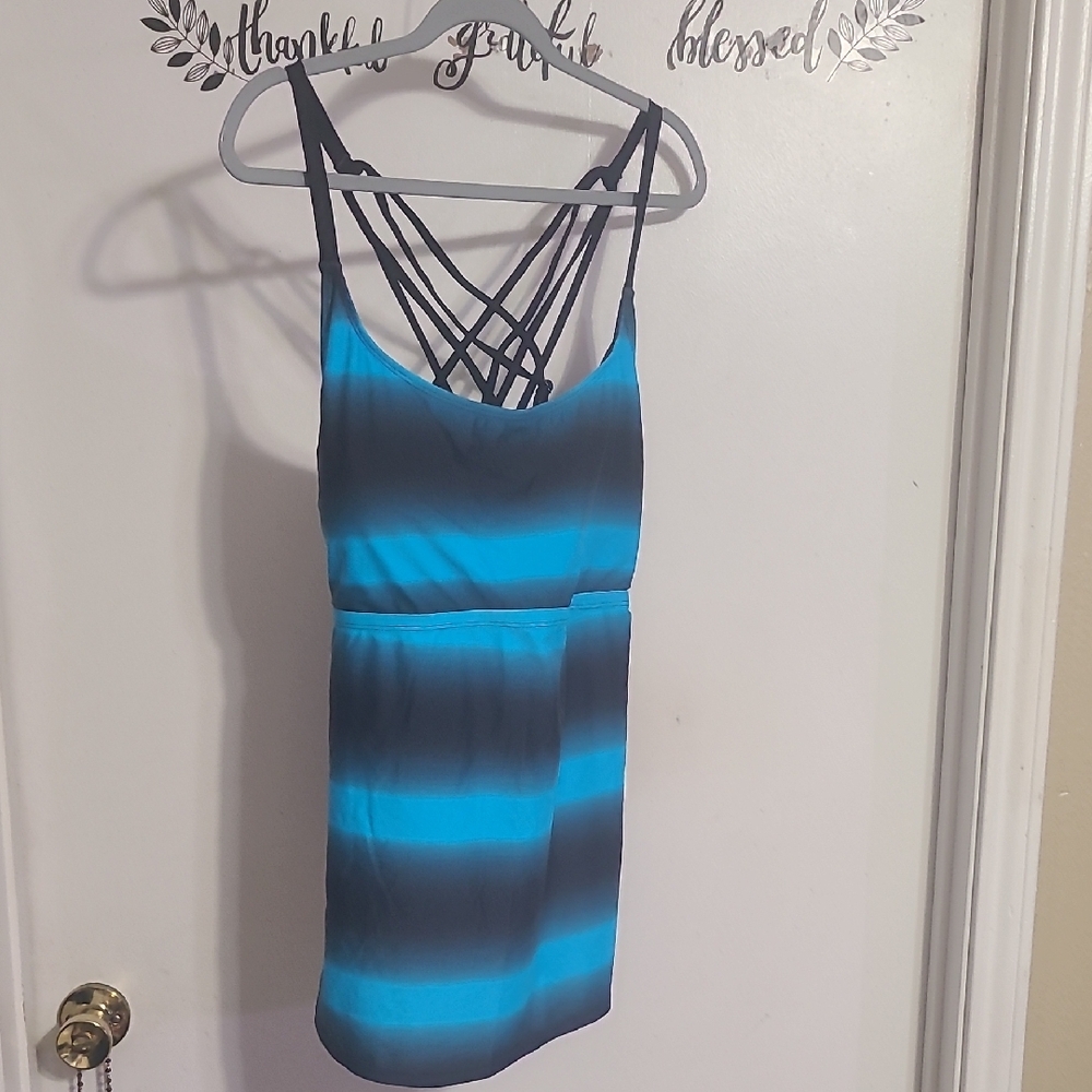 Blue and Black Striped Dress
